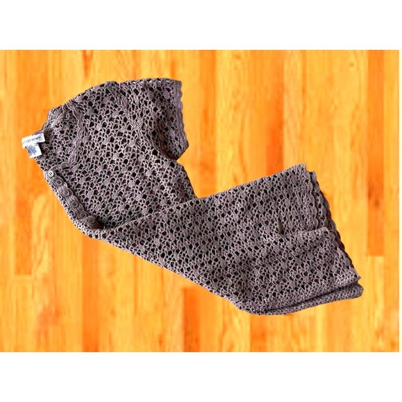 Vintage Newport News Crochet Dress Girls Large Tunic Taupe Short Sleeves… - Picture 10 of 12